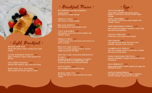 Autumn Breakfast Takeout Menu page 2 preview