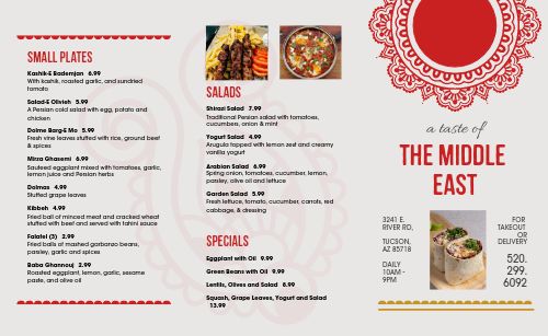 Gray Middle Eastern Takeout Menu