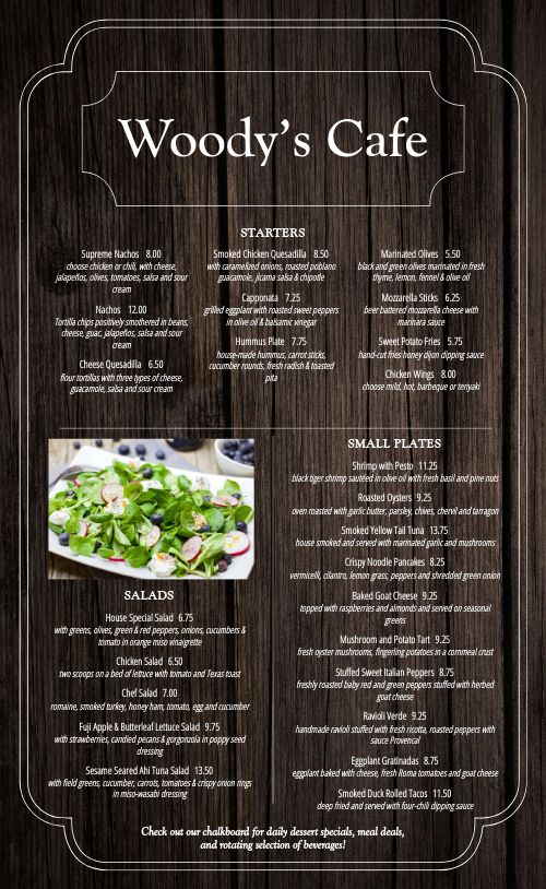 Timber Cafe Menu Design Template By Musthavemenus