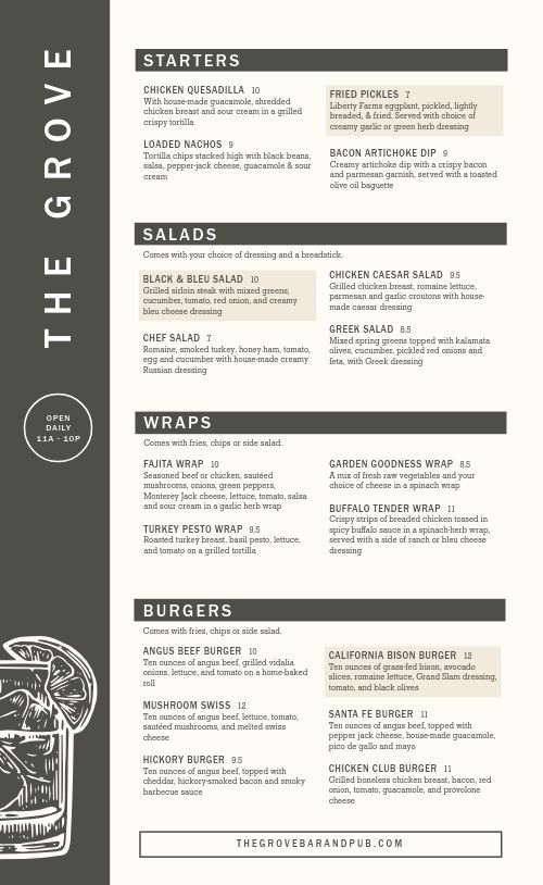 Hipster Bar Menu page 1 preview