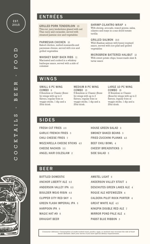 Hipster Bar Menu page 2 preview