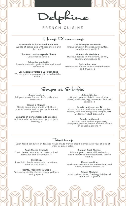 French Table Menu
