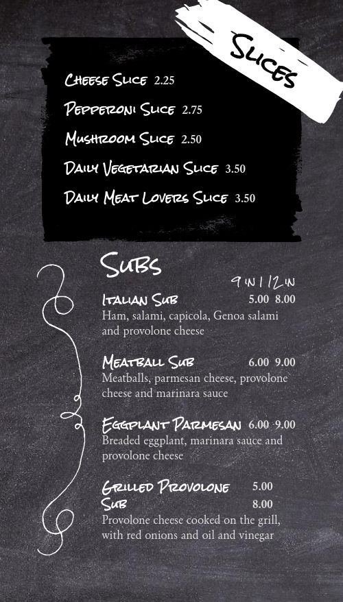 Chalk Pizza Tall Digital Menu Board Template By Musthavemenus