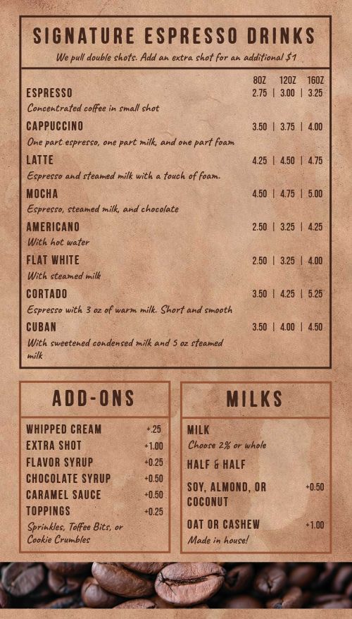 Hipster Coffeehouse Digital Menu