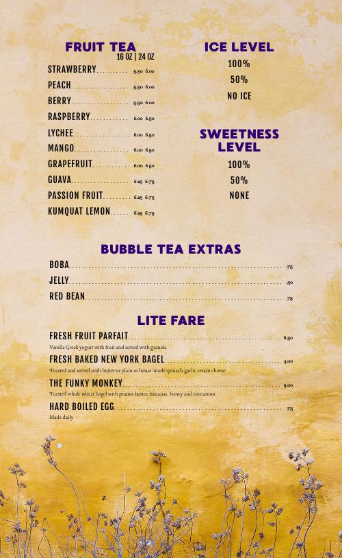 Boba Tea House Menu