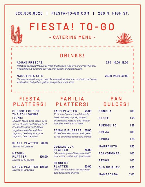 Mexican Catering Menu