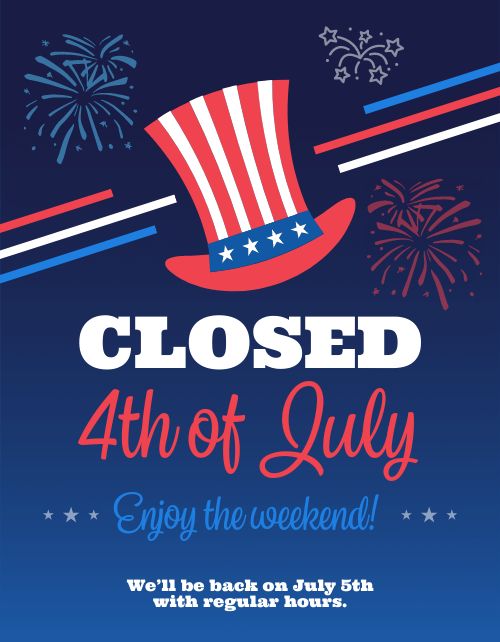 Closed July Fourth Flyer Template by MustHaveMenus