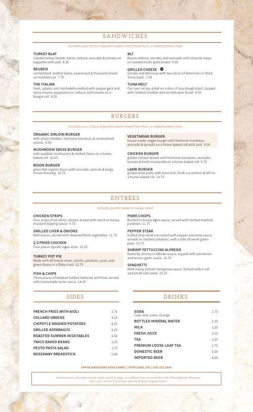 Cafe Marble Menu page 2 preview