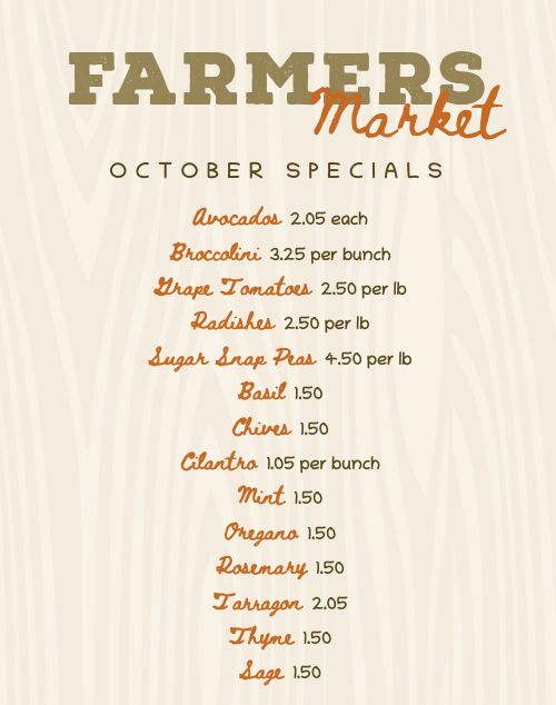 Fall Farmers Market Menu Poster