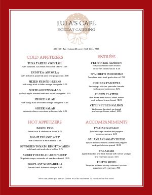 Corporate Holiday Catering Menu