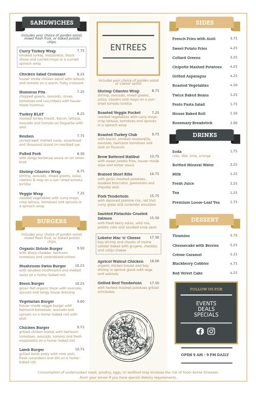 Cafe Provisions Tabloid Menu page 2 preview