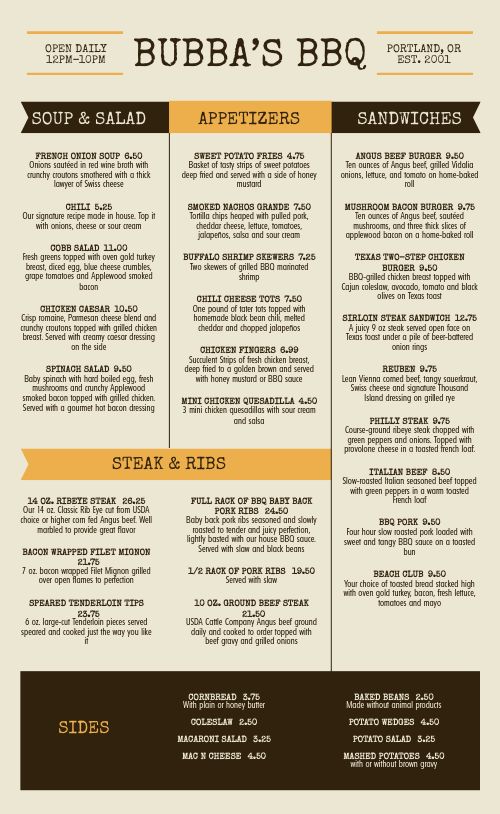 BBQ Ribs Menu Design Template by MustHaveMenus