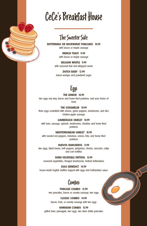 Breakfast House Tabloid Menu page 1 preview