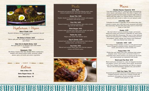 African Dinner Takeout Menu page 2 preview