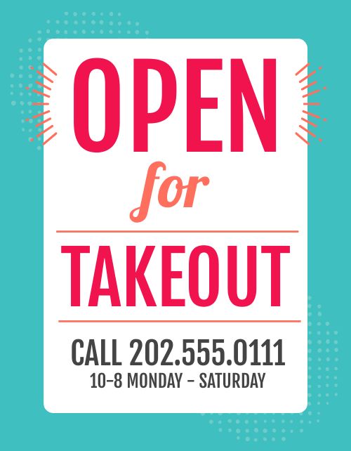 Open for Takeout Flyer