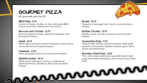 Striking Lines Pizza Digital Menu Board page 1 preview
