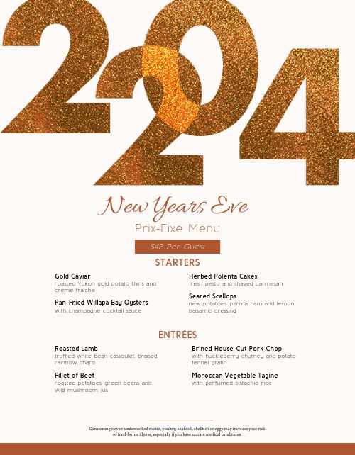 Golden Year New Years Menu page 1 preview
