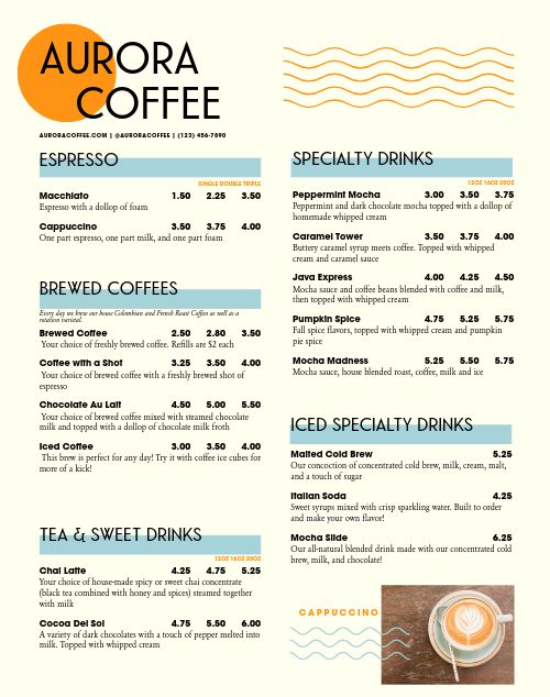 Coffee Cart Menu Poster