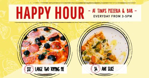 Happy Hour Pizza Facebook Post