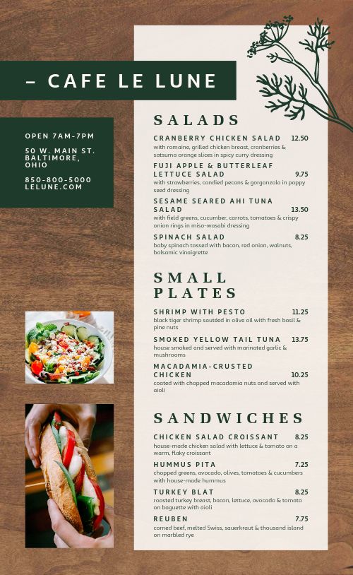 Woodgrain Cafe Menu Design Template By Musthavemenus