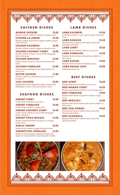 Indian Lunch Menu page 2 preview