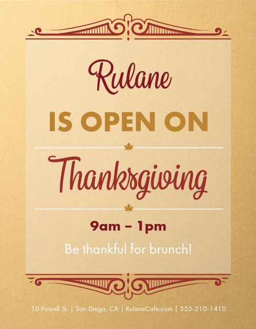 Open for Thanksgiving Flyer