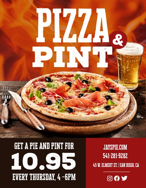 Pizza and Pint Specials Flyer Template by MustHaveMenus