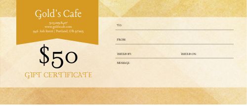 Golden Gift Certificate