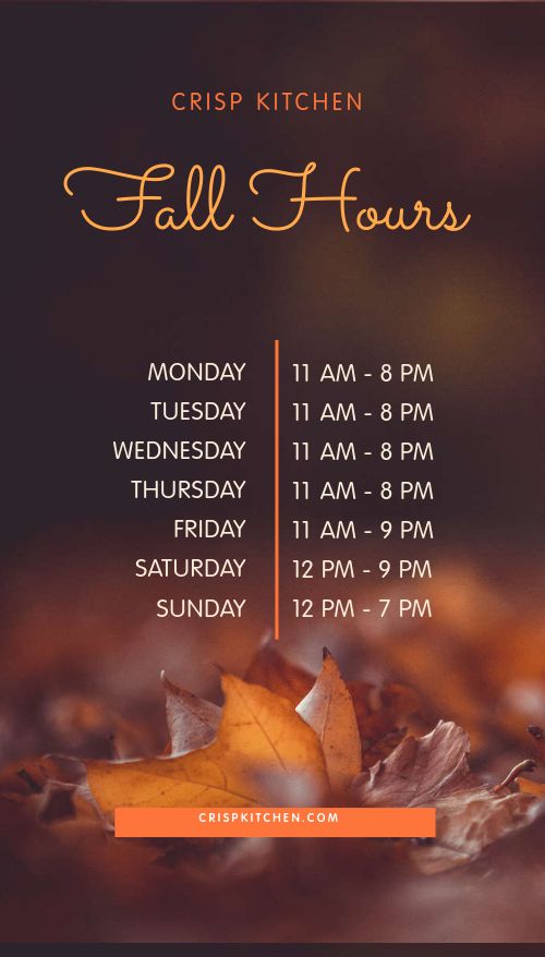 Leafy Fall Hours Digital Poster