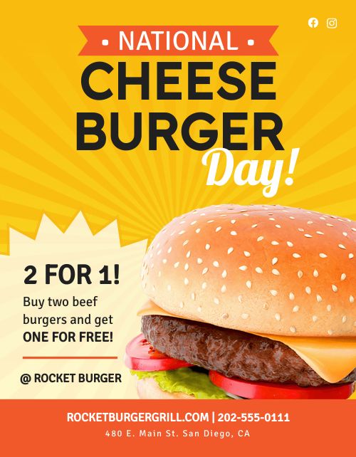 National Cheeseburger Day Flyer Template by MustHaveMenus