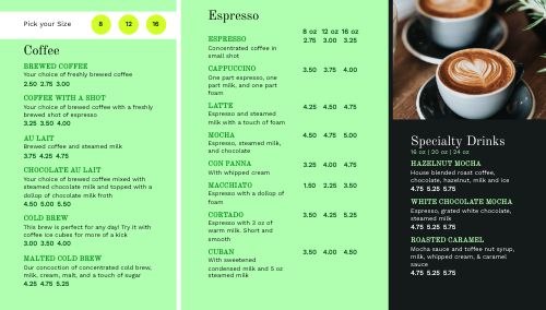 Cup of Coffee Digital Menu Board page 1 preview
