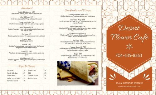 Floral Middle Eastern Takeout Menu