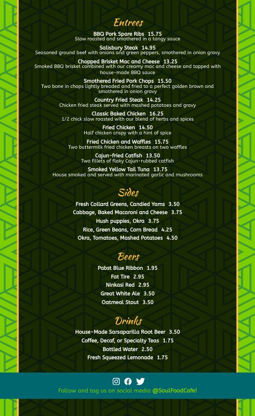 Downloadable Soul Food Menu