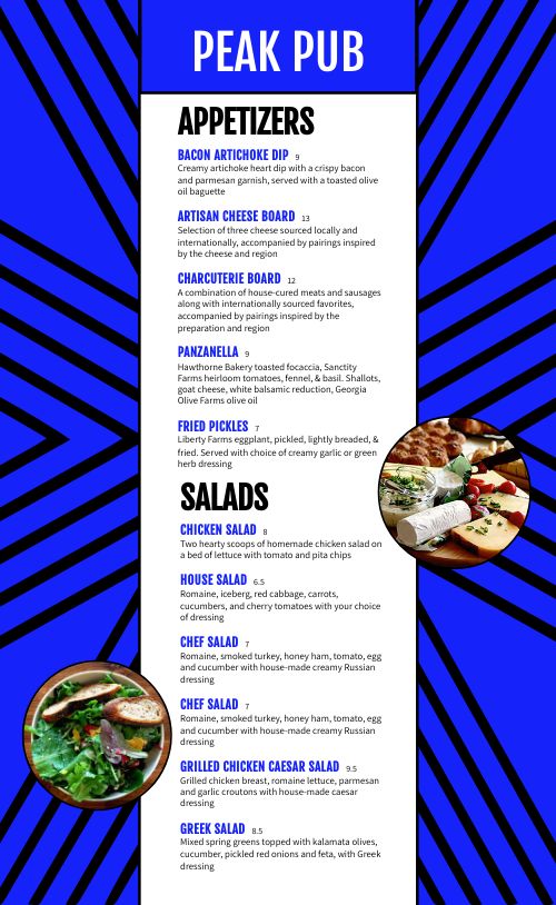 Abstract Pub Menu page 1 preview
