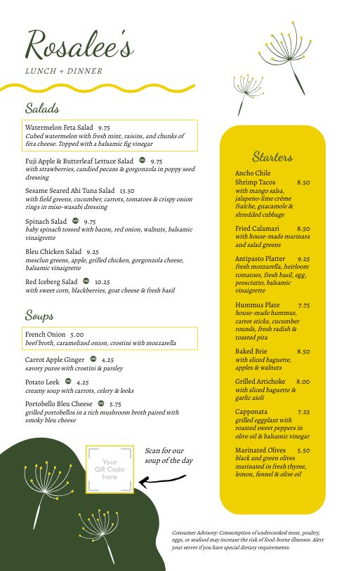 Stylish Botanical Cafe Menu page 1 preview