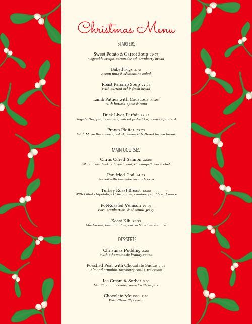 Christmas Blossoms Menu Design Template by MustHaveMenus