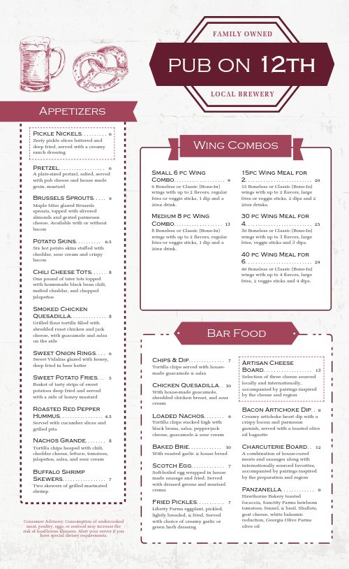 Elevated Pub Menu page 1 preview