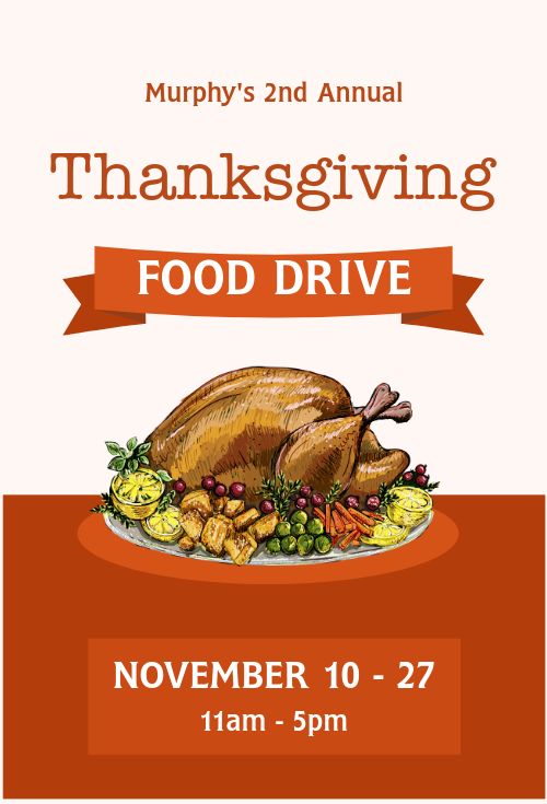 Food Drive Thanksgiving Table Tent
