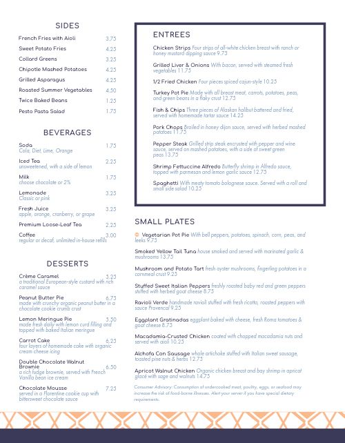 Patterned Blue Cafe Menu page 2 preview