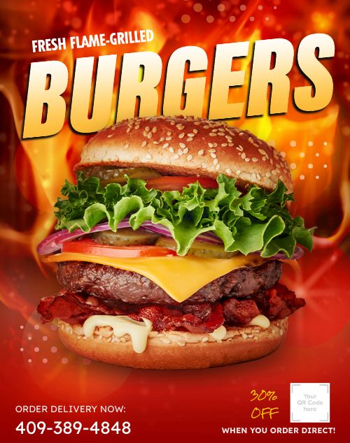 Flaming Burger Poster