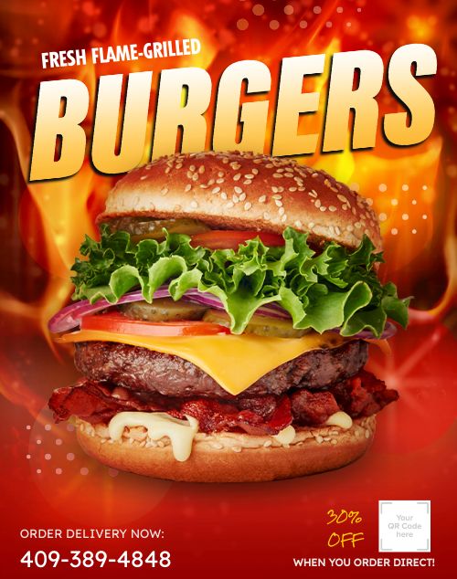 Flaming Burger Poster