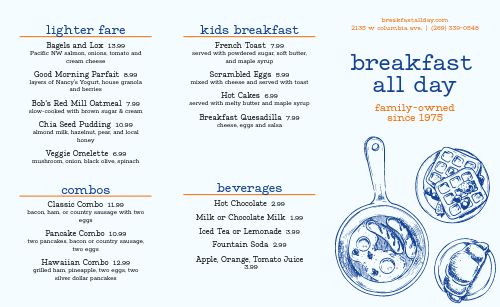 Breakfast All Day Takeout Menu