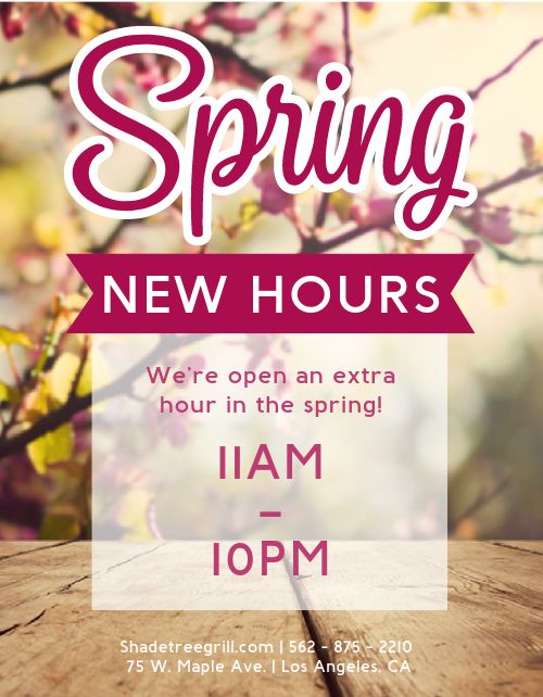 Spring New Hours Flyer