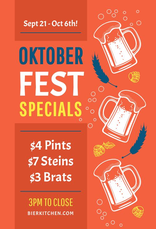 Oktoberfest Beer Specials Table Tent