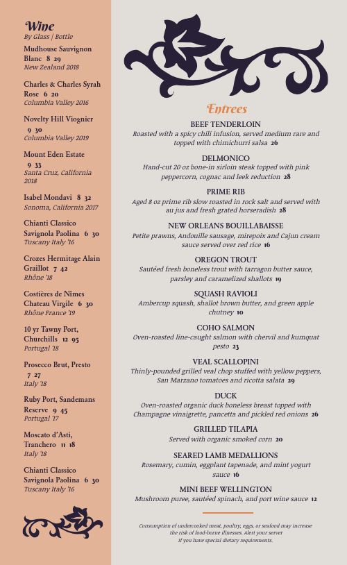Contemporary Fine Dining Menu page 2 preview