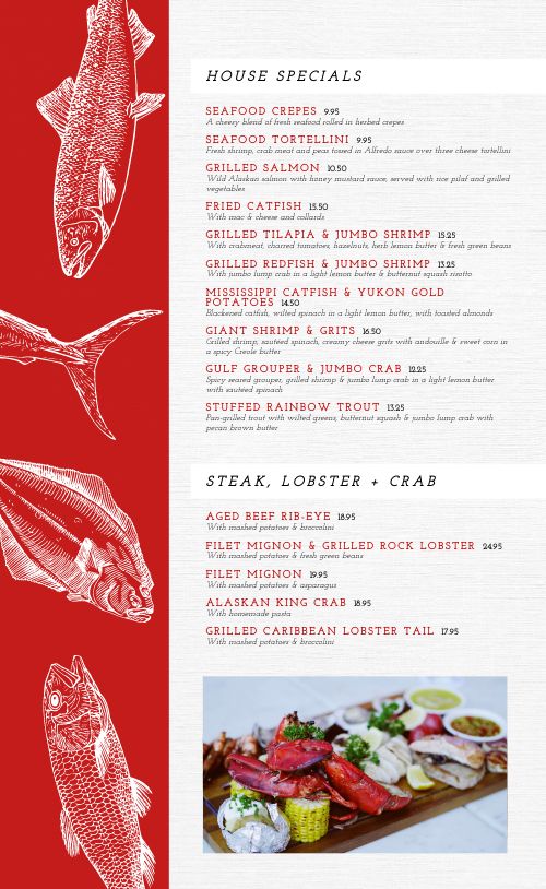 Swordfish Seafood Menu page 2 preview