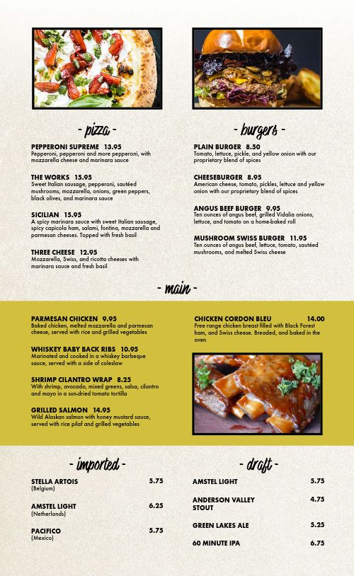 American Sports Bar Menu Design Template by MustHaveMenus