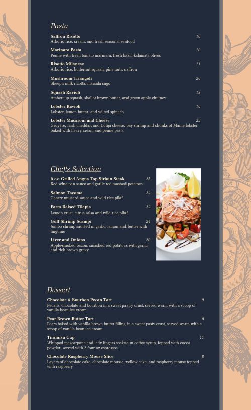 Floral Apricot Fine Dining Menu page 2 preview