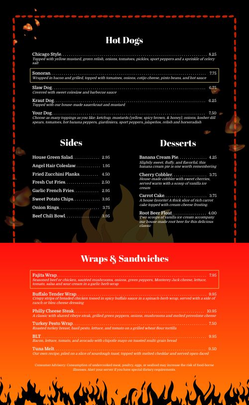 Elevated Ember Burger Menu page 2 preview