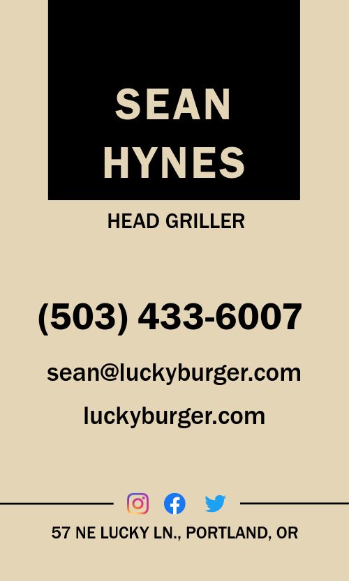 Beige Burger Business Card